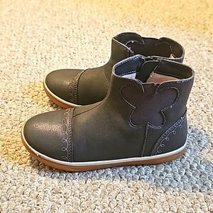 Livie & Luca Gray Kids Boots with Butterfly Design